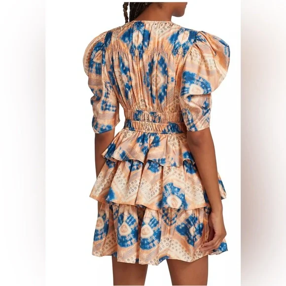 NWT ULLA JOHNSON Zita Silk Ruffled Minidress Size 8 Color: Fossil; 100% Silk - Picture 5 of 7